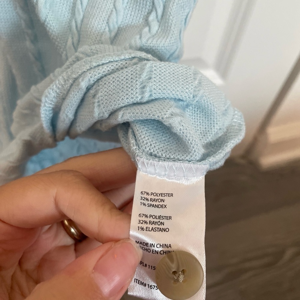 Weatherproof Blue Short Sleeve Ribbed Button Down Shirt - Picture 5 of 5